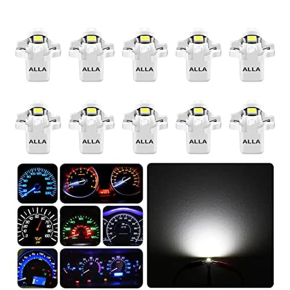 Alla Lighting Super Bright B8 17058 202259 2721 MF8 LED Bulbs Instrument Panel Lights 3030 SMD Dashboard Lights. Gauge Cluster Lights. Speedometer Lights. Indicator Lights