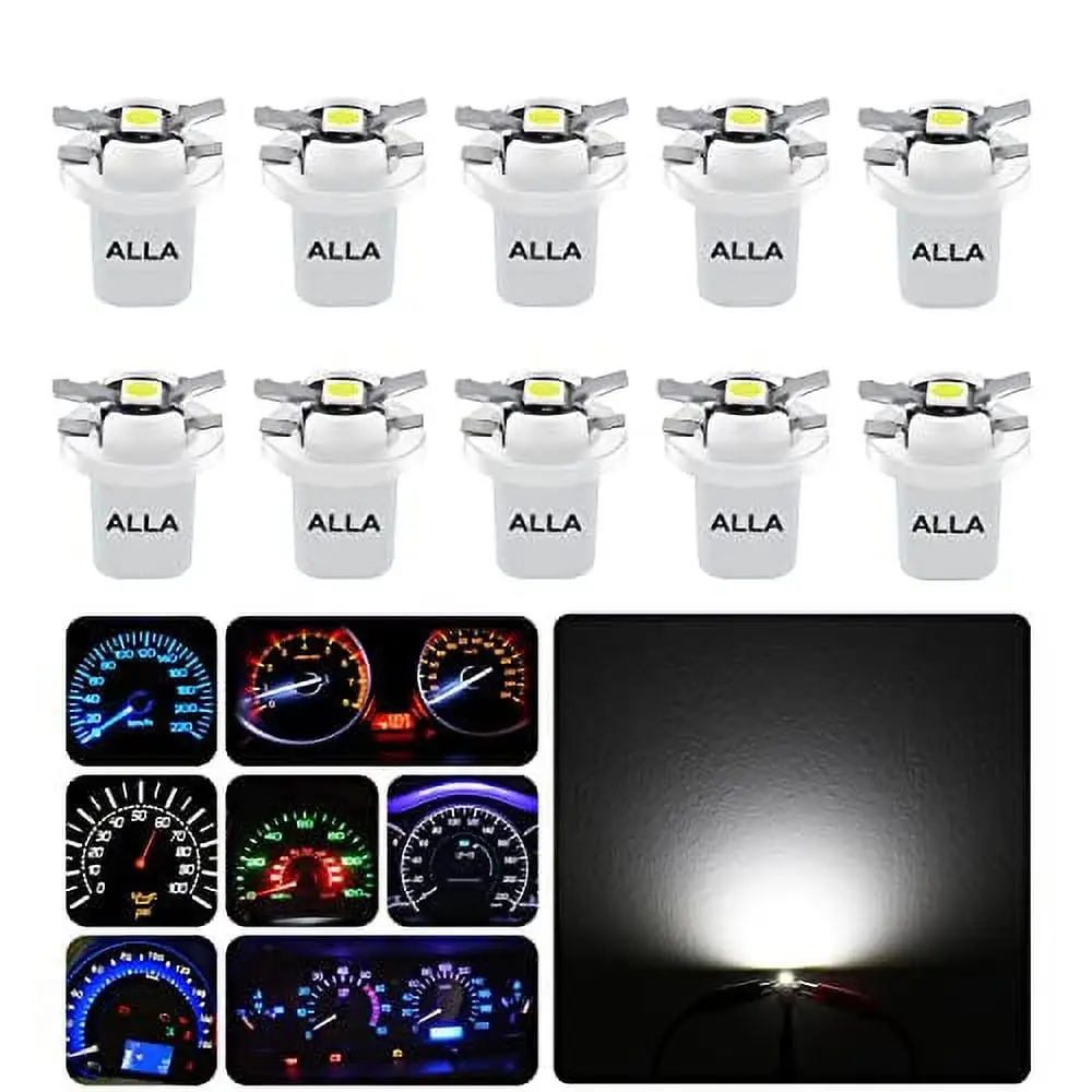 Alla Lighting Super Bright B8.5D 2721MF 17035 BP17035 2351MFX6 LED Bulbs. 6000K Xenon White Instrument Panel Lights 3030 SMD Dashboard Lights. Gauge Cluster Lights. Speedometer Lights.Indicator Lights