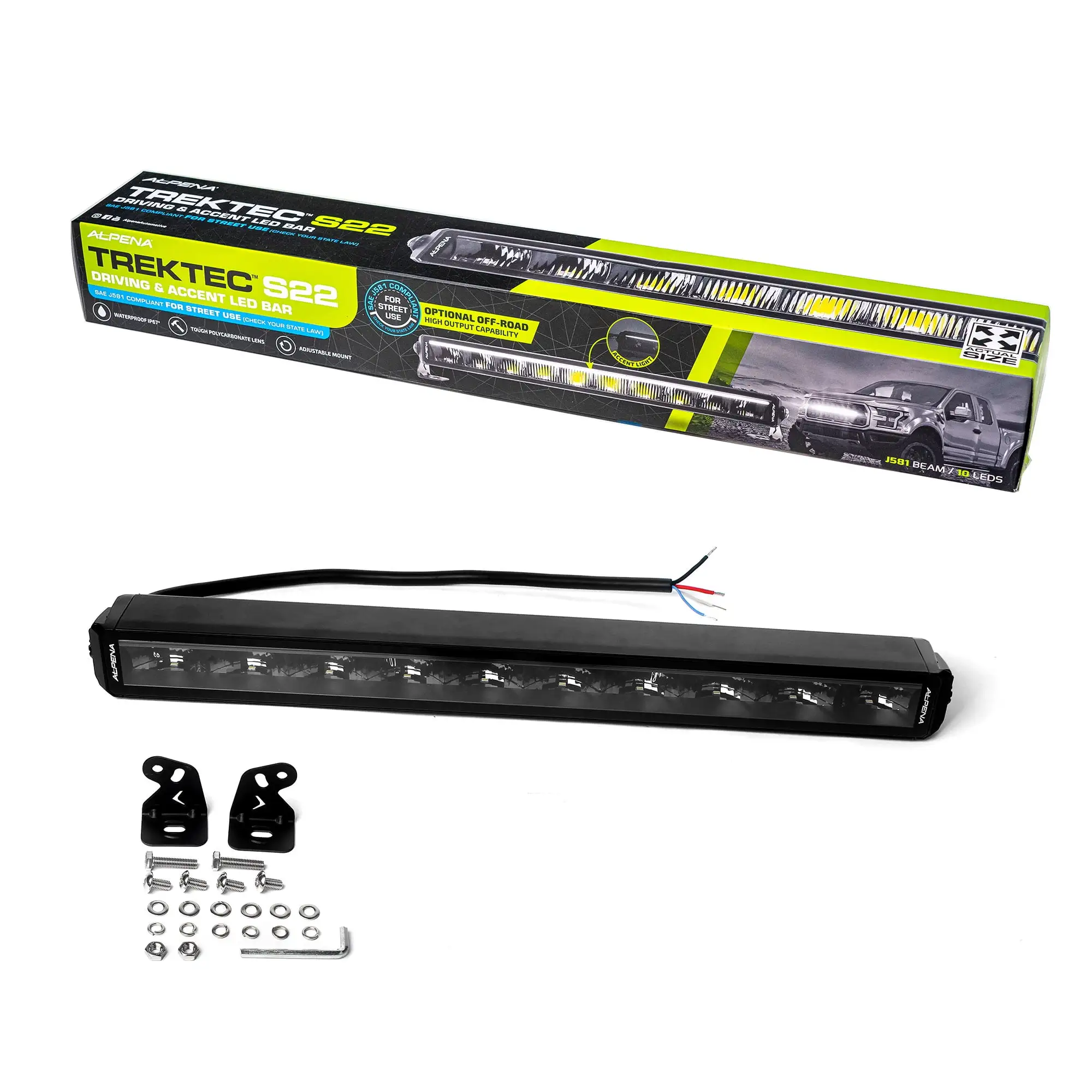 Alpena TrekTec LED Light Bar S22. 12V. Model 71067. Fit Type - Universal for Cars. Trucks and SUVs