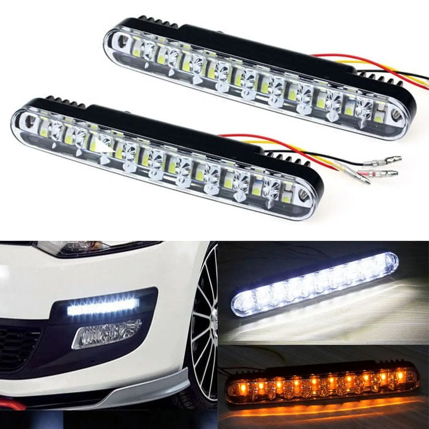 BadyminCSL Clearance Deals Car Accessories 2x 30 LED Car Daytime Running Light DRL Daylight Lamp with Turn Lights