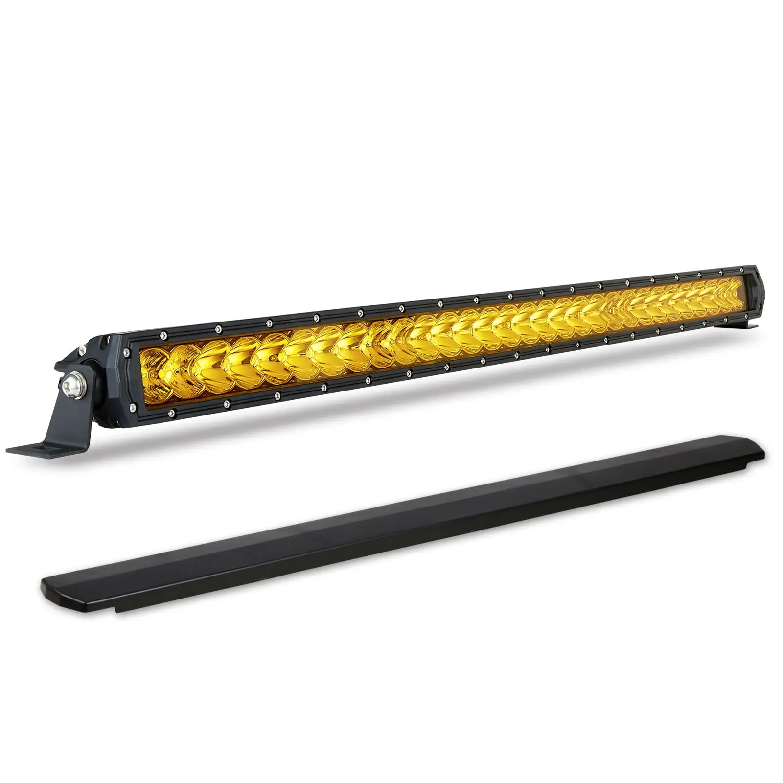 Biglion.x 32inch Amber LED Light Bar Slim 300W 33000LM Combo Spot Flood Single Row Yellow LED Fog Light Driving Work Waterproof for Offroad Car Pickup Truck SUV UTV 4WD