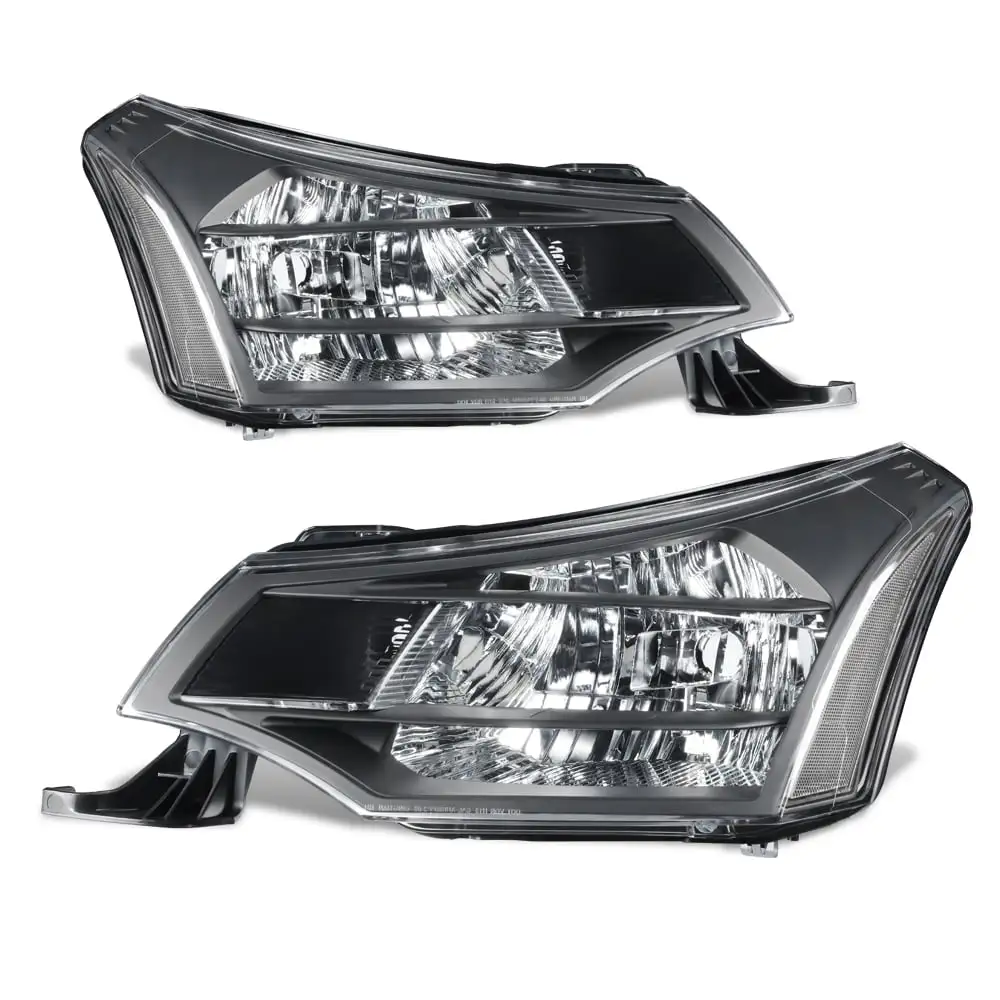 Black Housing Clear Reflector OE Style Headlight Lamps Set for 08-11 Ford Focus