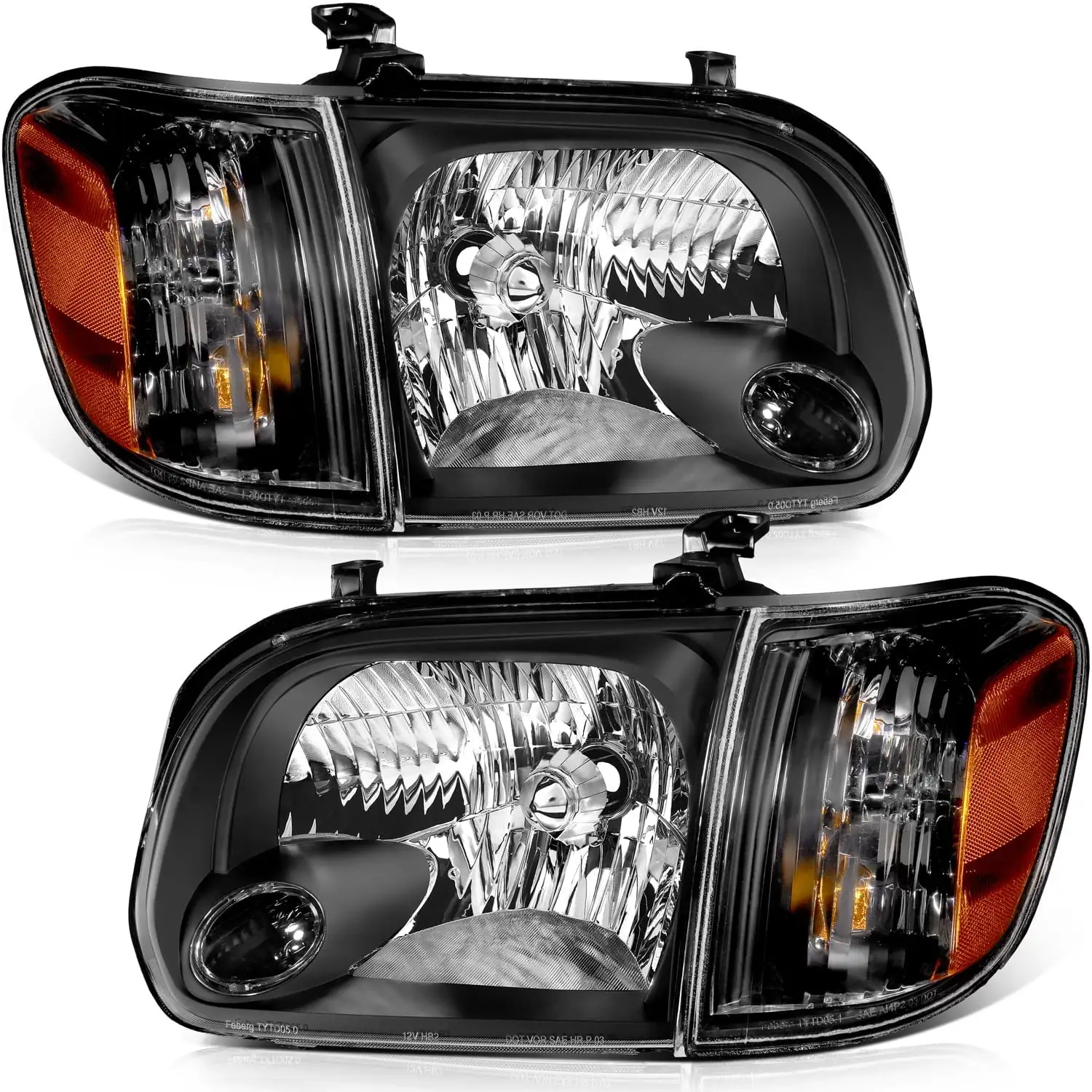 CCIYU Headlight Assembly Compatible for 2005-2006 Toyota Tundra Double/Crew Cab. 2005-2007 Sequoia. Black Housing Clear Lens (Not suitable for Regular Cab and Assess Cab)