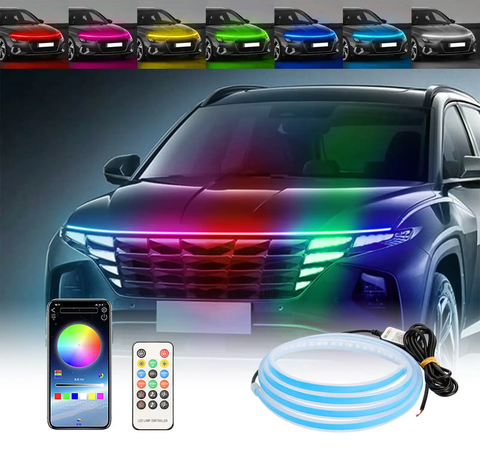 Car Accessories ZKCCNUK Exterior Lights For Cars. 59/71 Inch Car Hood Strips With Dreamcolor Chas-ing. LED Daytime Running Strip. Wireless APP And Remote Clearance