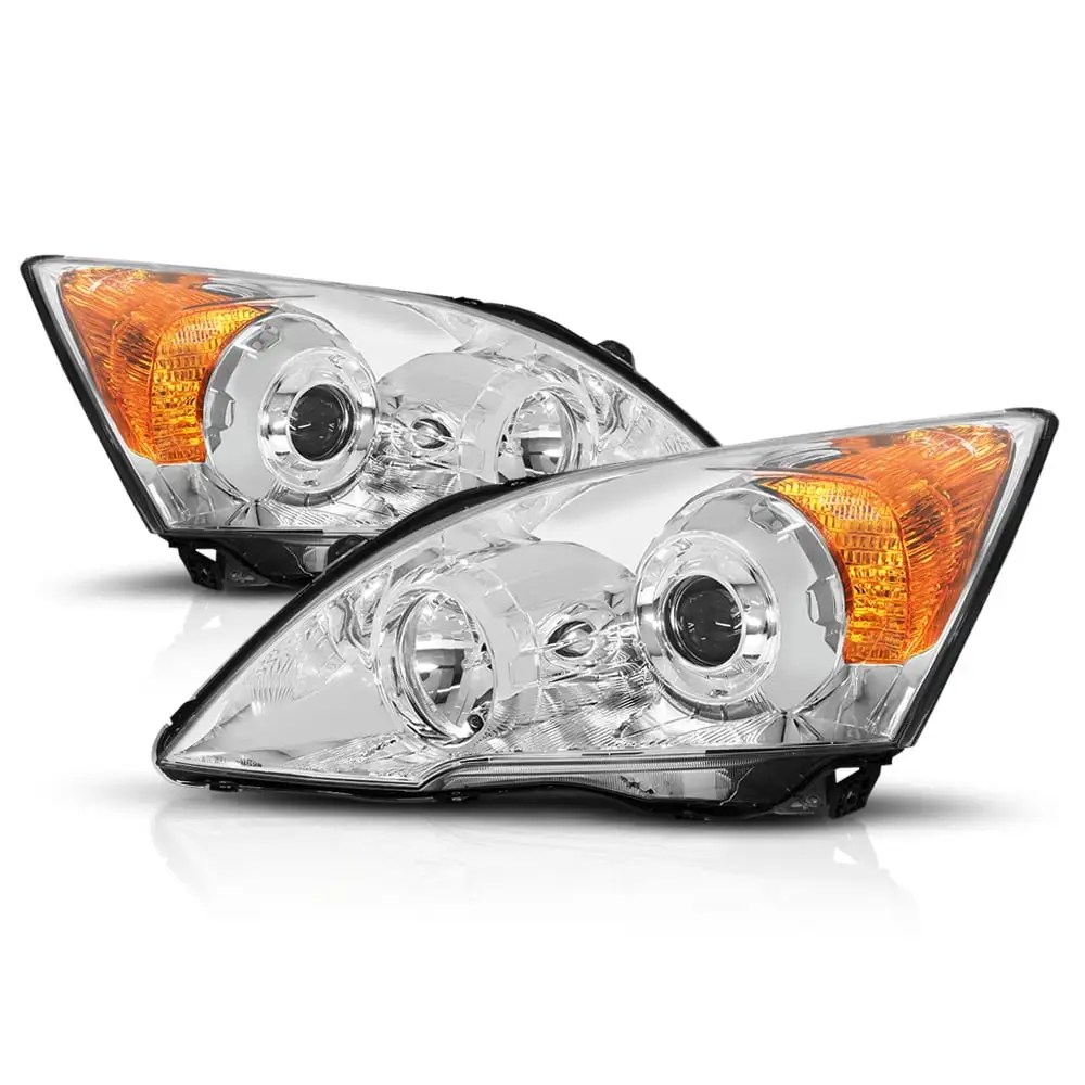 Chrome Housing Projector Headlight Amber Signal Reflector for 07-11 Honda CR-V 08 09 10