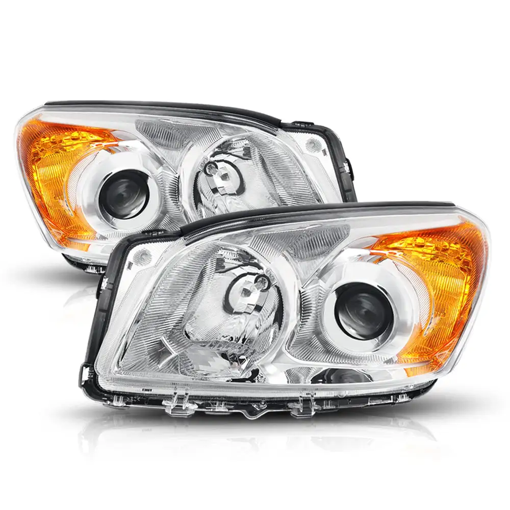 Chrome Projector Headlight Amber Corner Signal Reflector for 09-12 Toyota RAV4 10 11