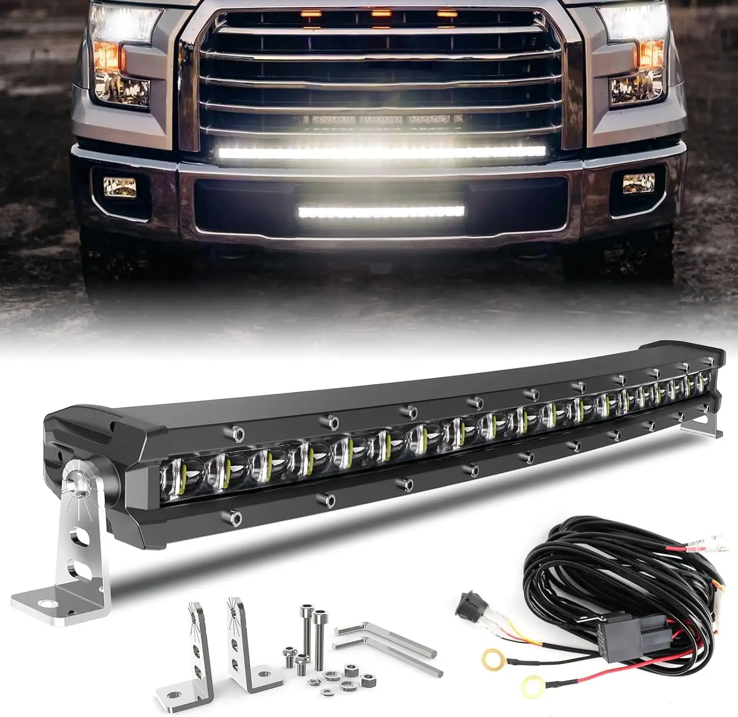 Colight LED Light Bar Curved 20 Inch Single Row Offroad Lighting Driving Spot Flood Combo Beam LED Work Light for Trucks UTV ATV SUV 4WD 4X4 Pickup