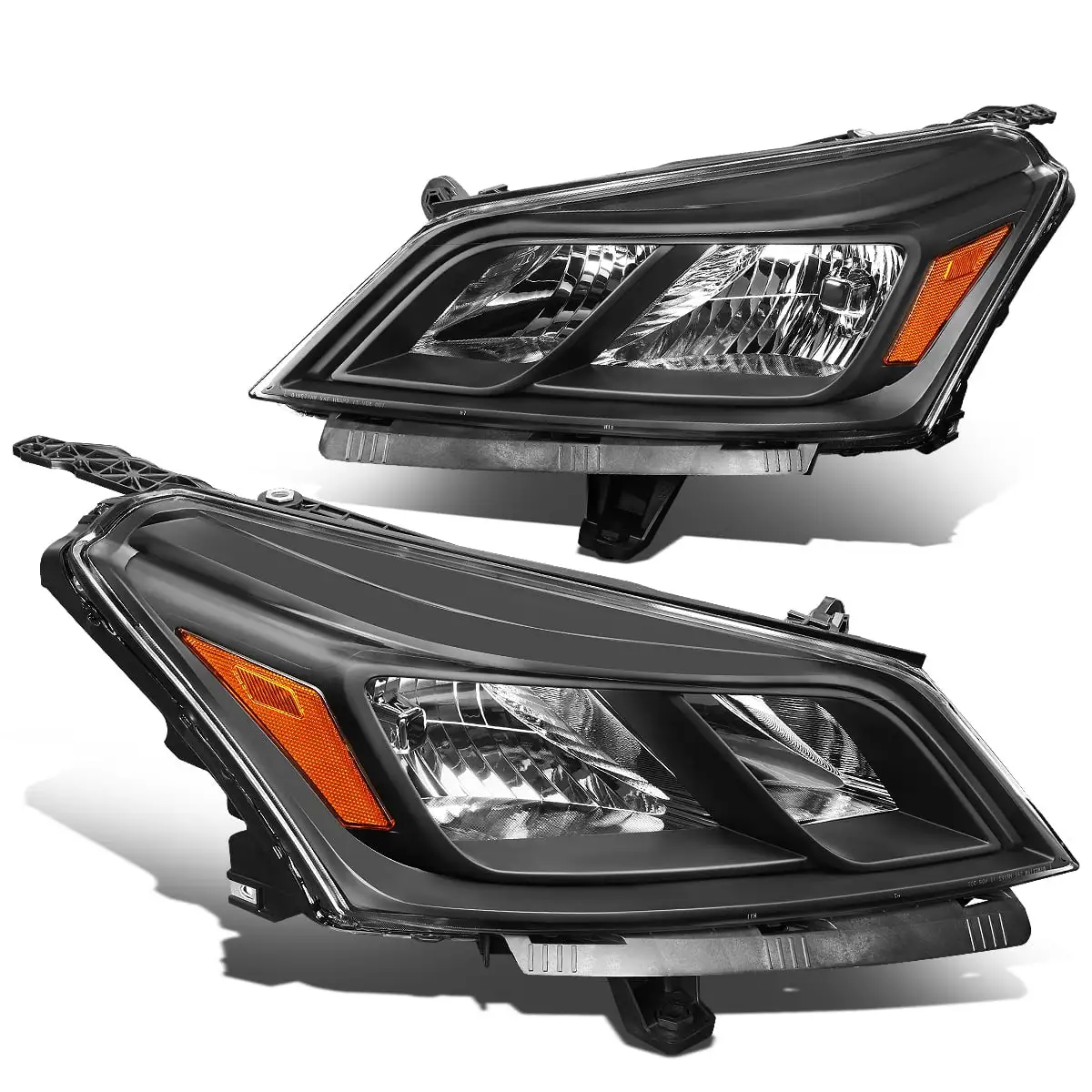 DNA Motoring HL-OH-CTRA13-BK-AM For 2013 to 2017 Chevy Traverse Black Housing Amber Side Factory Style Replacement Headlight Head Lamps 14 15 16