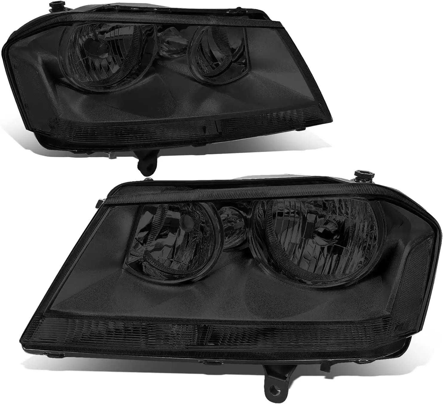 DNA Motoring HL-OH-DAVE08-SM-CL1 For 2008 to 2014 Dodge Avenger Factory Style Smoked Lens Clear Corner Headlight Lamps