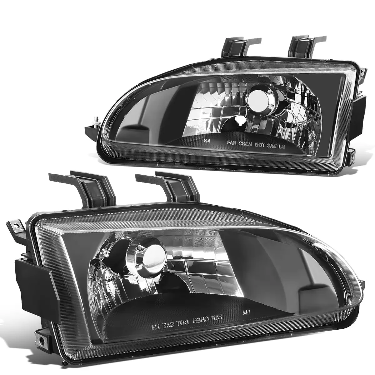 DNA Motoring HL-OH-HC922D-BK-2P For 1992 to 1995 Honda Civic Factory Style Black Housing Clear Lens Left+Right Side Replacement Headlight Head Lamps 93 94