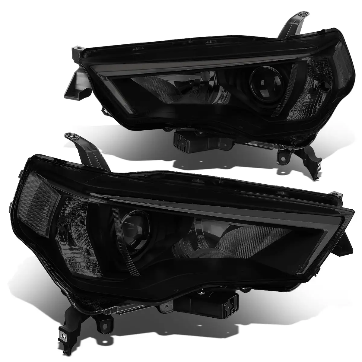 DNA Motoring HL-OH-T4RUN14-SM-CL1 For 2014 to 2020 Toyota 4Runner Smoked Housing Clear Side Factory Style Angel Eyes Projector Headlight Head Lamps 15 16 17 18 19