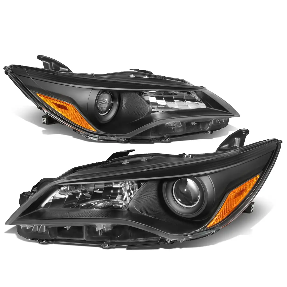 DNA Motoring HL-OH-TCAM15-BK-AM For 2015 to 2017 Toyota Camry Pair Factory Style Projector Headlight Lamp Black Housing Amber Corner 16 2016