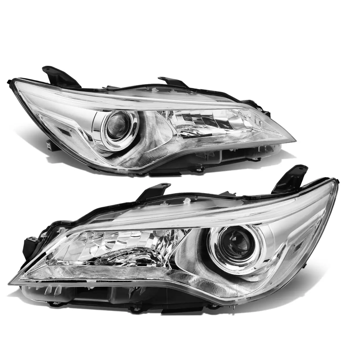 DNA Motoring HL-OH-TCAM15-CH-CL1 For 2015 to 2017 Toyota Camry Pair Factory Style Projector Headlight Lamp Chrome Housing Clear Corner 16 2016