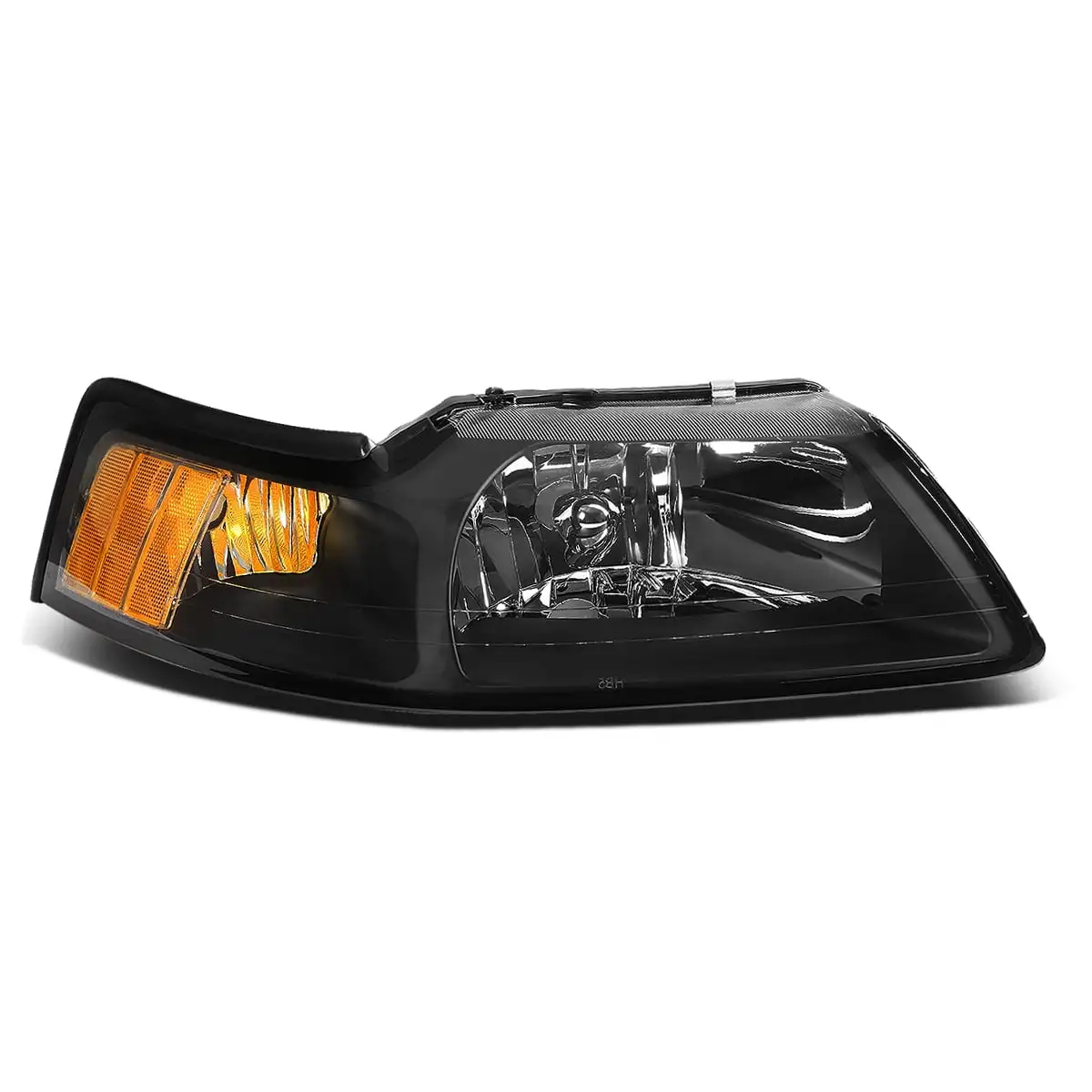 DNA Motoring OEM-HL-0014-R For 1999 to 2004 Ford Mustang 1PC Factory Style Headlight Headlamp Assembly Right / Passenger Side (Black) 00 01 02 03 FO2502177