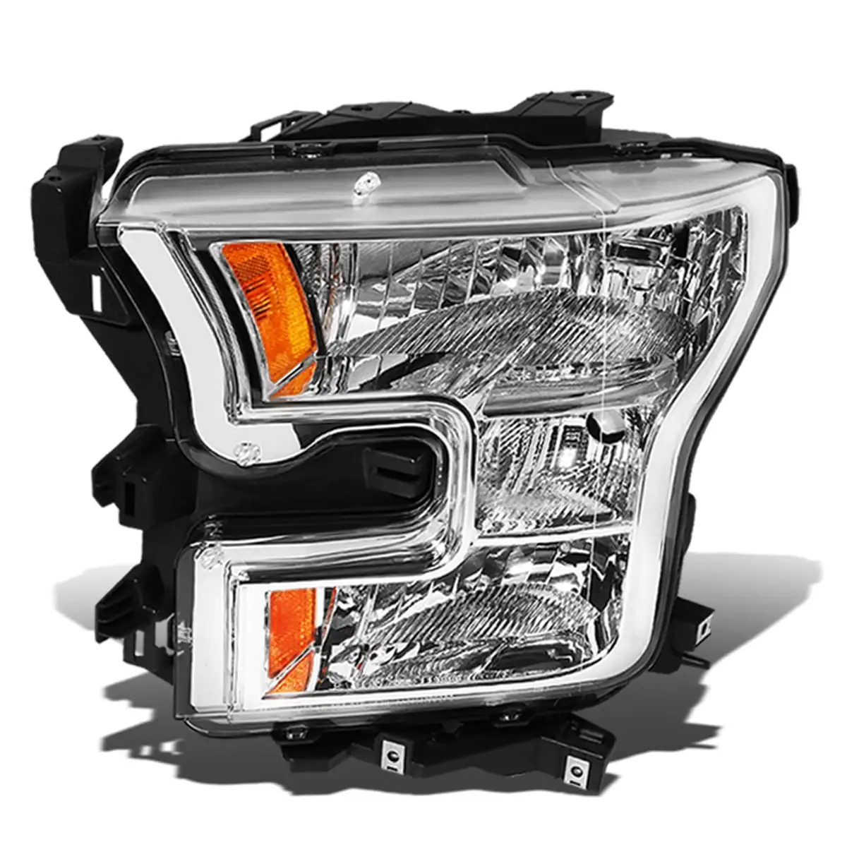 DNA Motoring OEM-HL-0041-L For 2015 to 2017 Ford F150 Truck 1PC Factory Style Headlight Headlamp Assembly Left / Driver Side (Chrome) 16 FO2502335