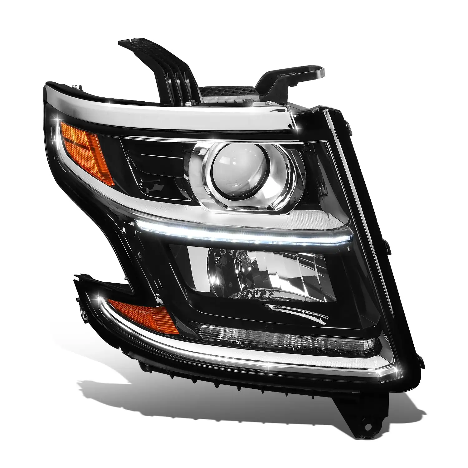 DNA Motoring OEM-HL-0053-R For 2015 to 2020 Chevy Suburban 3500HD Tahoe 1Pc Right / Passenger Side Factory Style Black Housing Projector Headlight Lamp 16 17 18 19 GM2503405