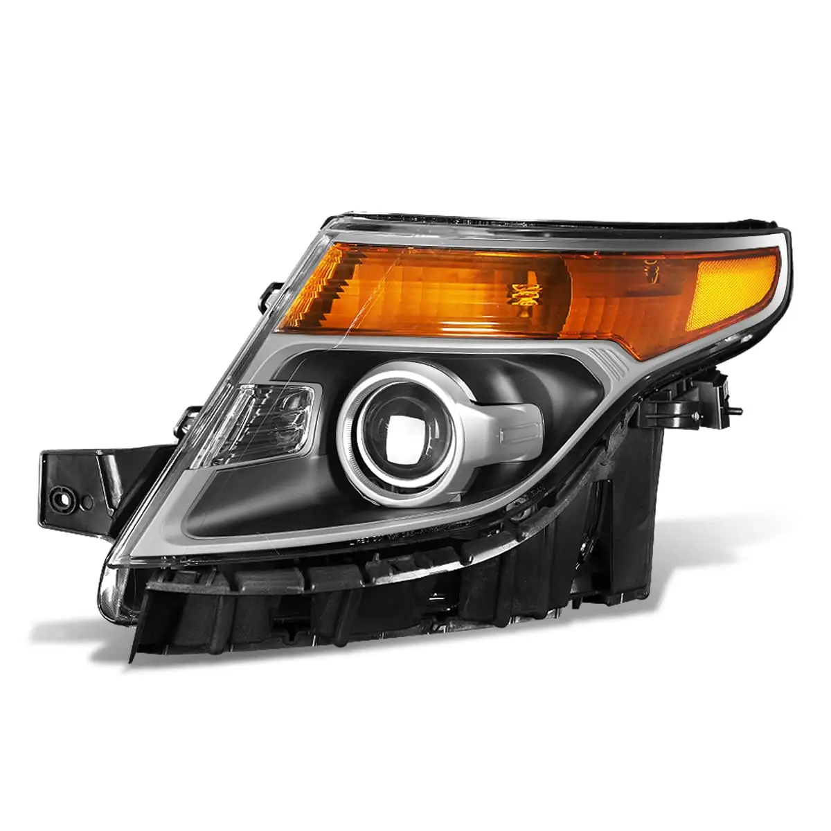 DNA Motoring OEM-HL-0056-L For 2011 to 2015 Ford Explorer 1Pc Left / Driver Side Factory Style Black Housing Projector Headlight Lamp 12 13 14 FO2502301