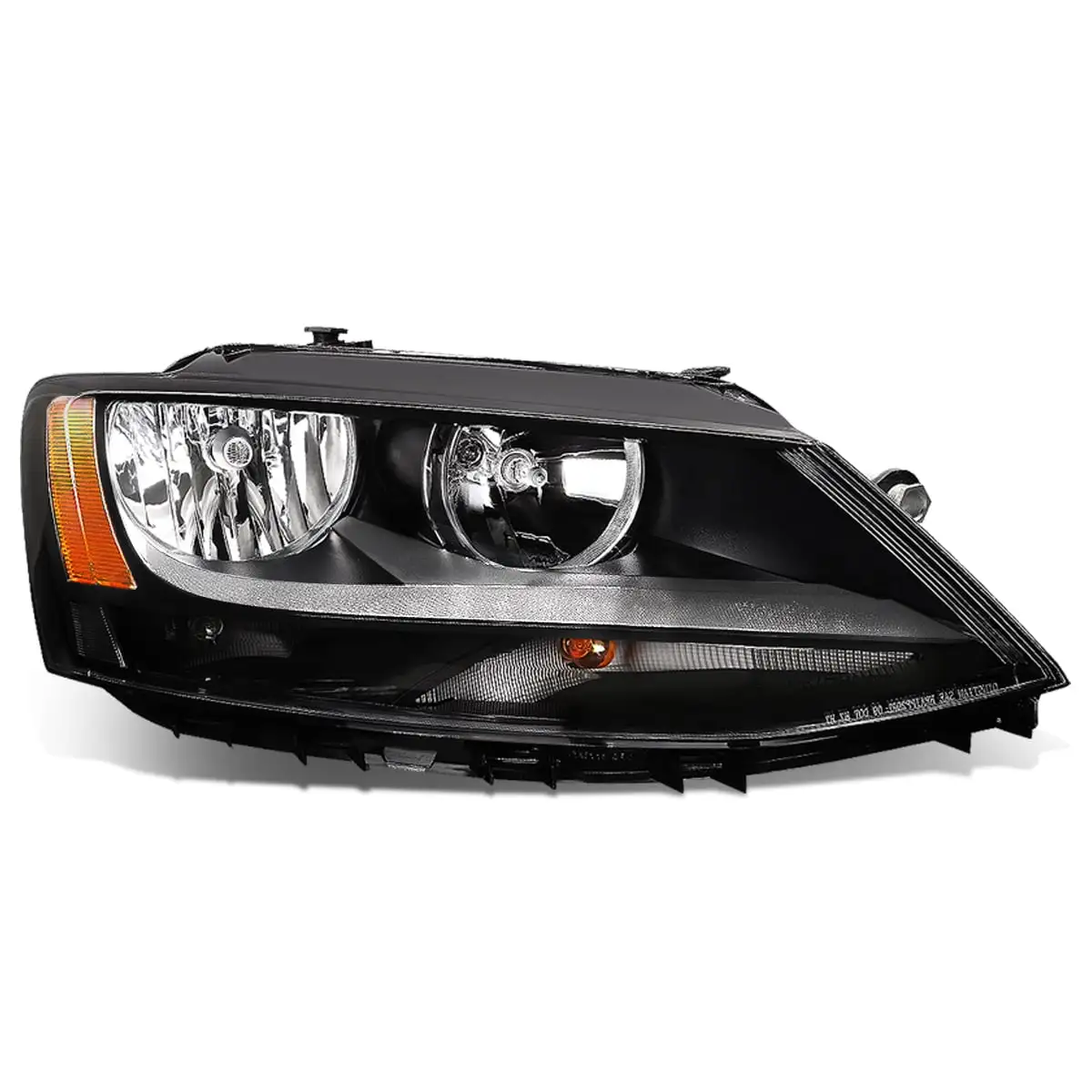 DNA Motoring OEM-HL-0058-R For 2011 to 2018 Volkswagen VW Jetta 1Pc Right / Passenger Side Factory Style Black Housing Headlight Lamp 12 13 14 15 16 17 VW2503146