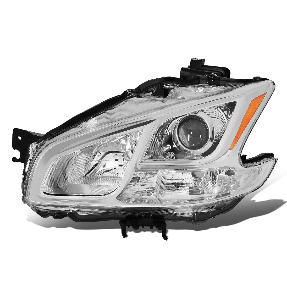 DNA Motoring OEM-HL-0070-L For 2009 to 2014 Nissan Maxima 1Pc Left / Driver Side Factory Style Chrome Housing Projector Headlight Lamp 10 11 12 13 NI2502177