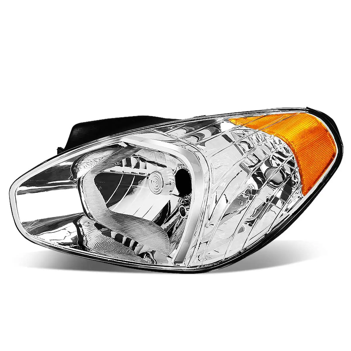 DNA Motoring OEM-HL-0086-L Chrome SE33 Housing Left Side Factory Style Headlight Replacement For 06-11 Accent