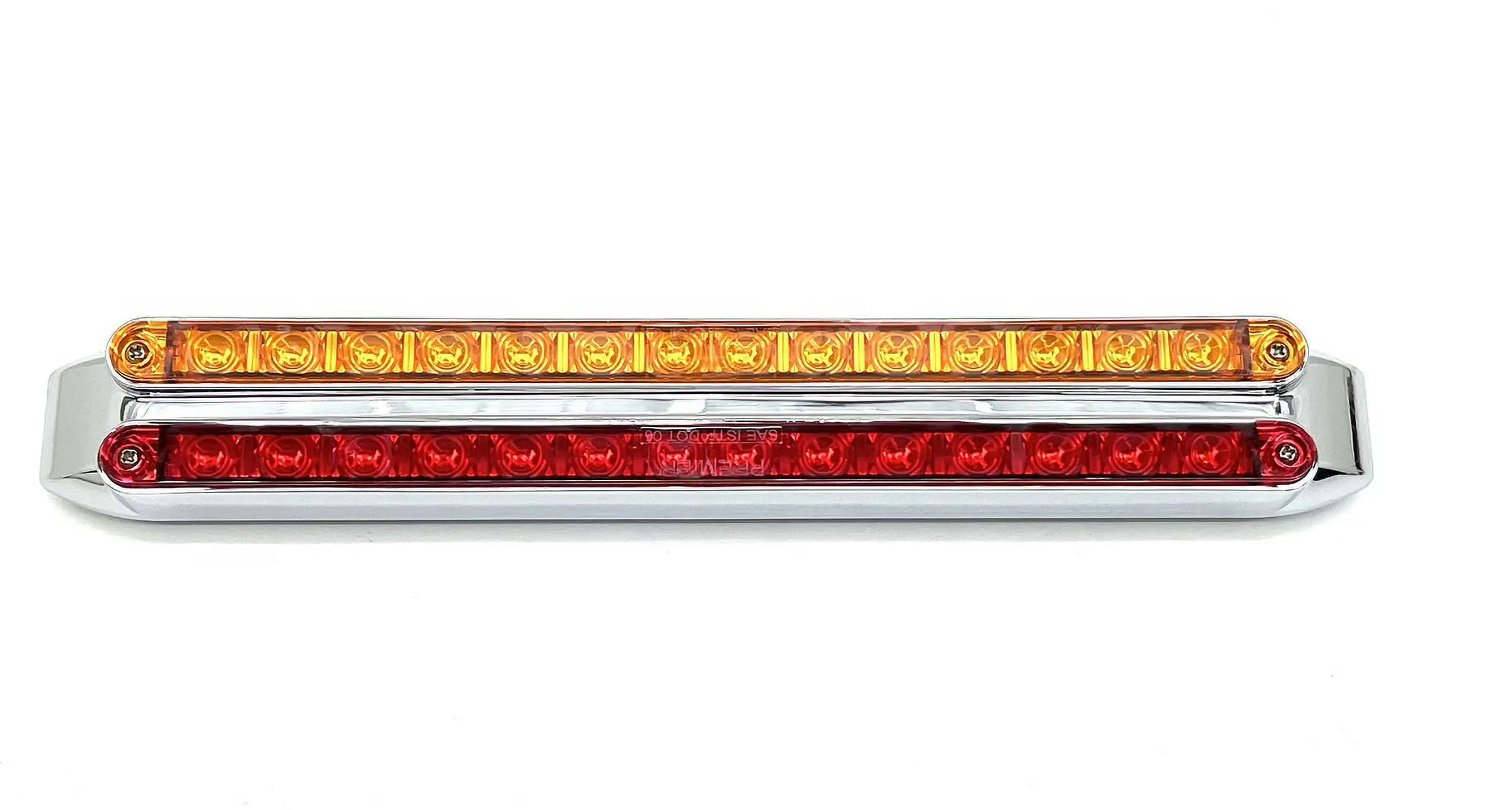 DUAL 14 LED 12 LIGHT BARS - AMBER & RED LED/AMBER & RED LENS