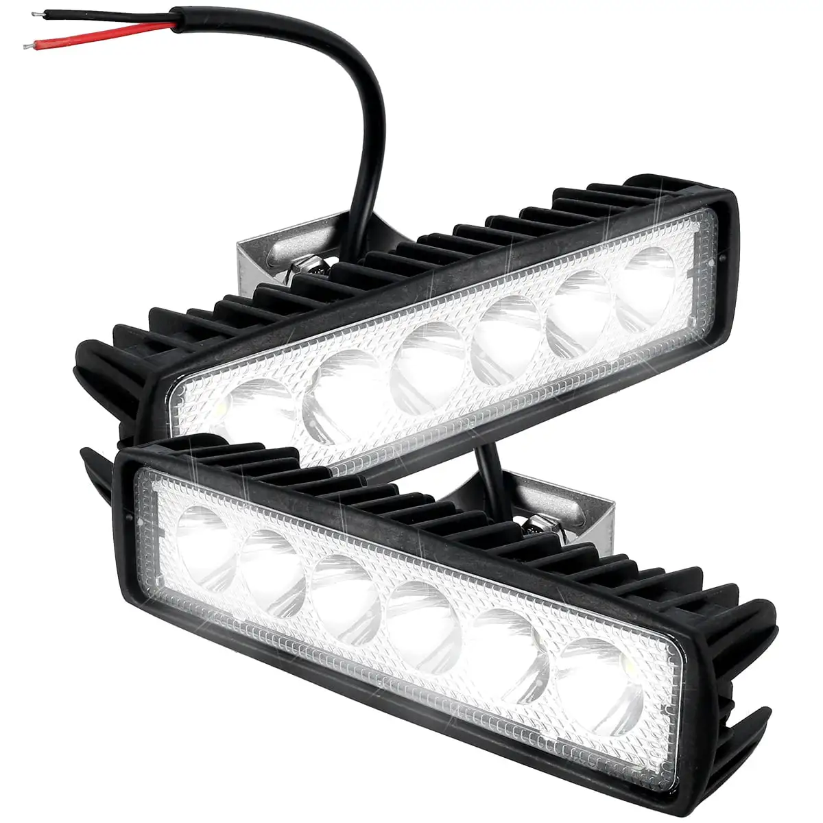 Dznils 2Pcs 12V Car LED Light Bar 18W 6000K Super Bright Car LED Work Light IP67 Flood Spot Light White off Road Head Light Driving Light for SUV ATV Vehicle Car Truck Boat