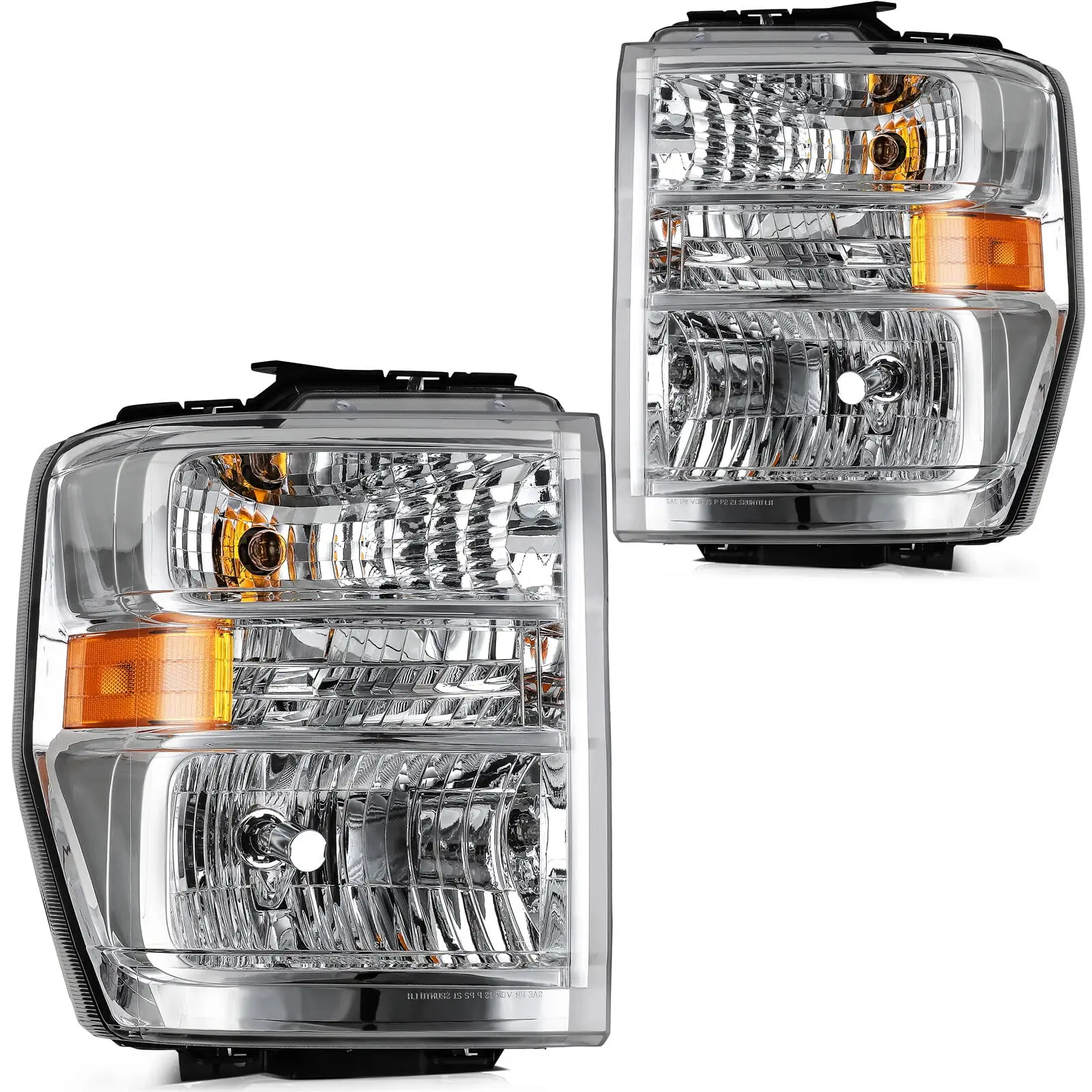 ECCPP Headlight Assembly Compatible For Ford E-150/E-250 2008-2014.For Ford E-350 Super Duty/E-450 Super Duty/F650/F750 2008-2019 2021 Driver and Passenger Side (Chrome Housing Clear Lens)