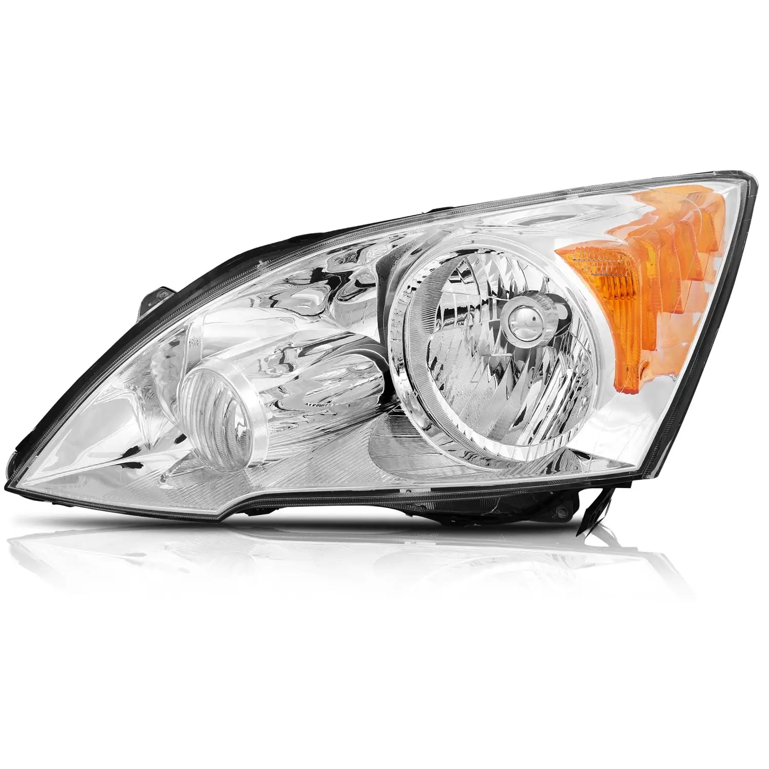 ECCPP Headlight Assembly For Honda CR-V 2007-2011 Headlamps Chrome Housing Amber Corner Clear Lens