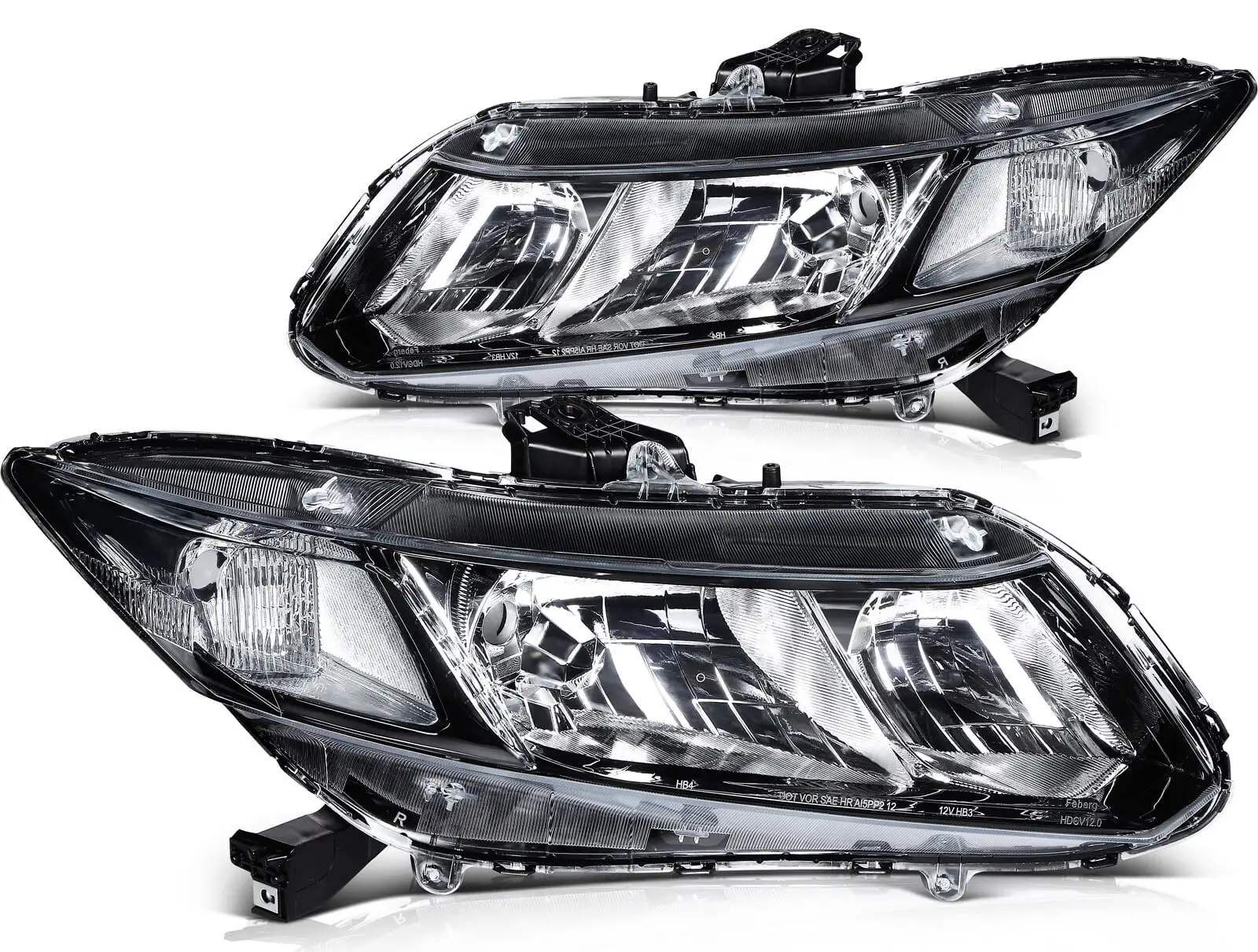 ECCPP Headlight Assembly for Honda Civic 2012 .for Honda Civic 2013 .for Honda Civic 2014 Driver and Passenger Side Headlamps