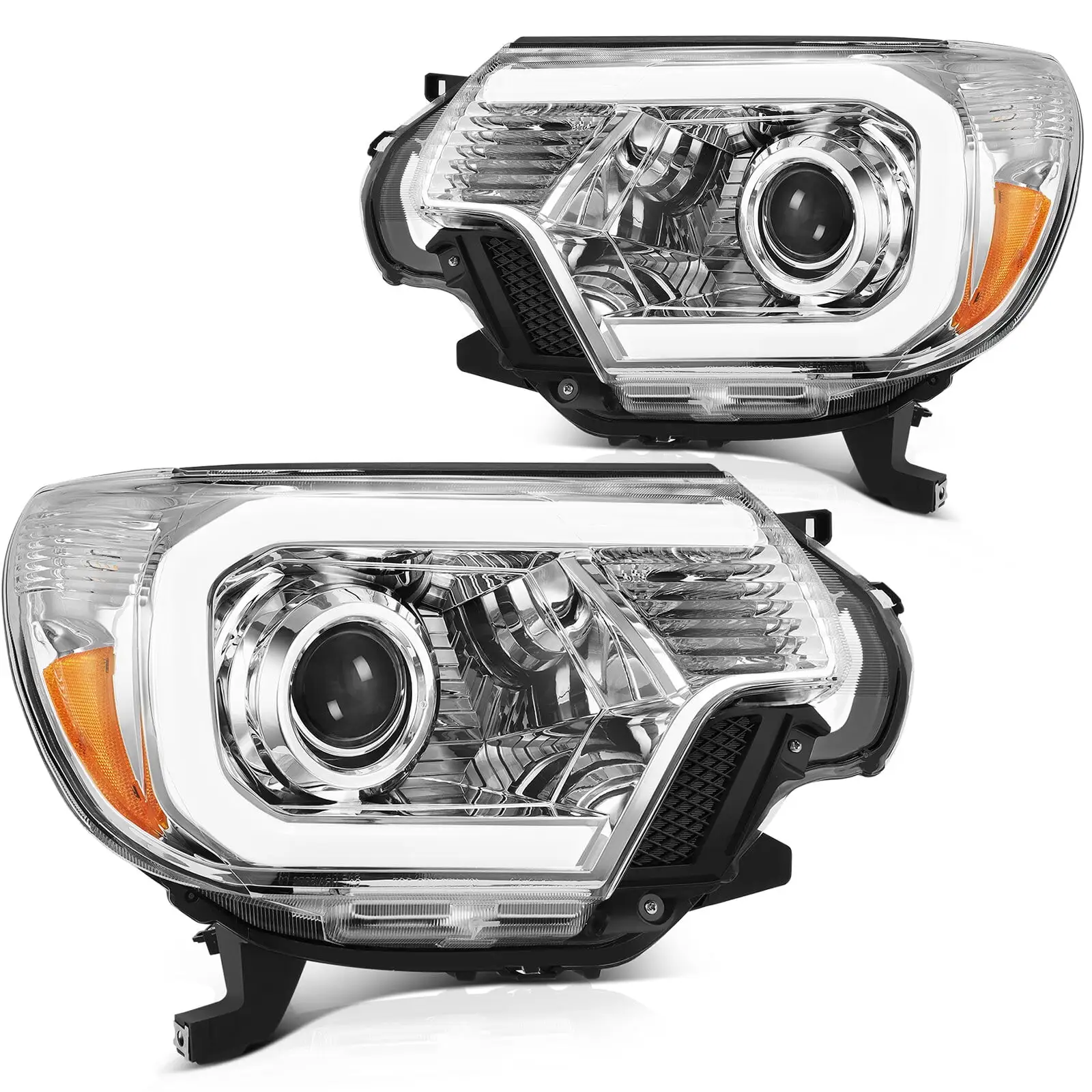 ECCPP Headlight Assembly for Toyota Tacoma 2012-2015 Driver and Passenger Side Headlamps With LED Bar And H7 Projector High/Low Beam