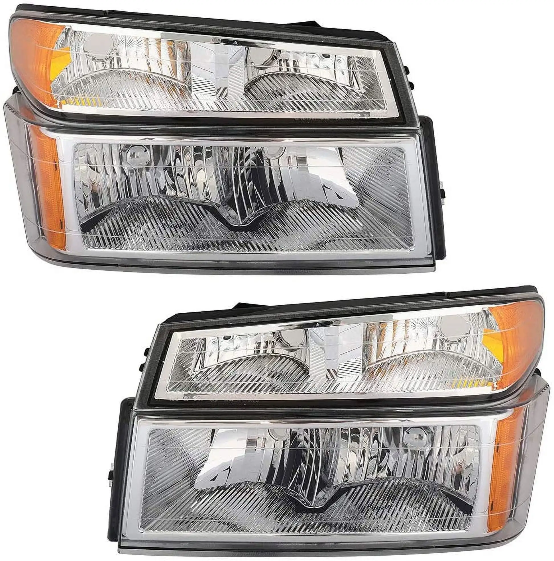 ECCPP Headlights Assembly For Chevrolet Colorado.For GMC Canyon 2004-2012 For Isuzu i-280 2006 For Isuzu i-290 i-370 2007-2008 For Isuzu i-350 2006 Headlamps Chrome Housing Amber Reflector Clear Lens