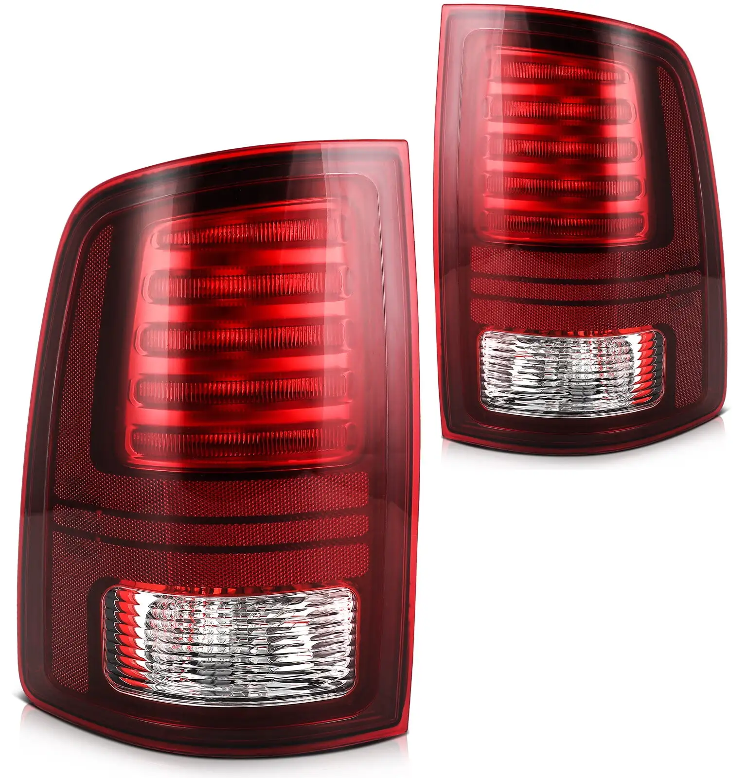 ECCPP Tail light Assembly Compatible For Ram 1500 2013-2018.For Ram 2500 2013-2018.For Ram 3500 2013-2018 Driver and Passenger Side (Chrome Housing Red Lens)