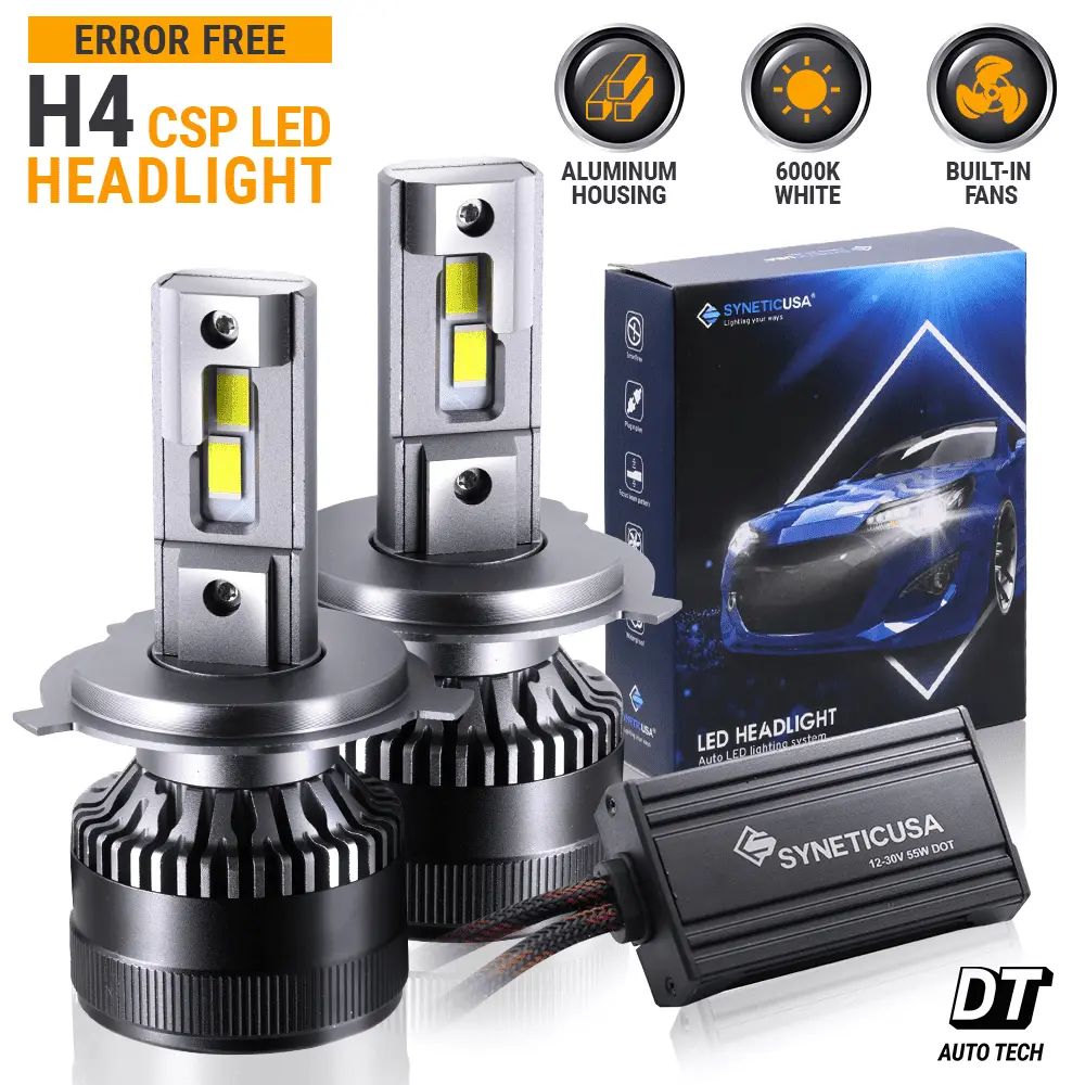 Error Free H4 3959lm CSP-LED Headlight Kit High/Low Light Bulbs 6000K White