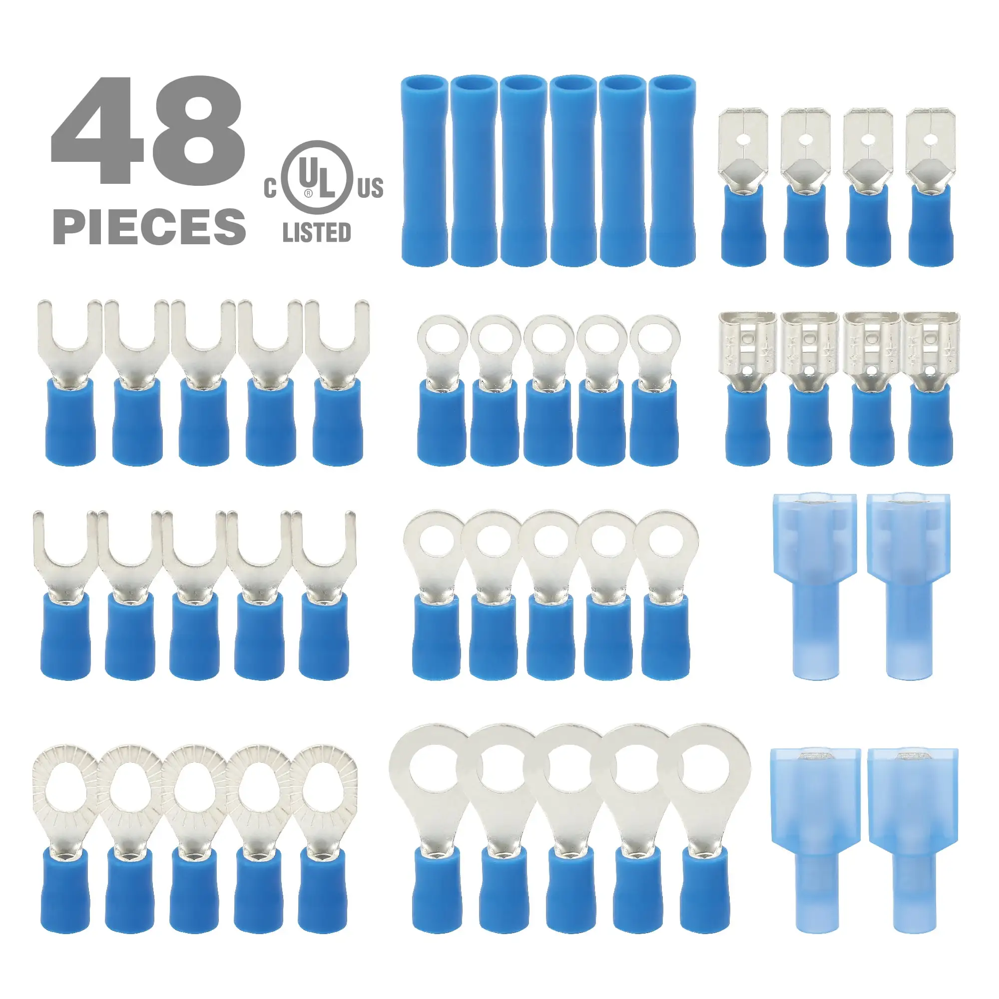 Ever Start 48-Piece Assorted Connectors Kit. Model 5102. Blue. Multi-Specification. UL