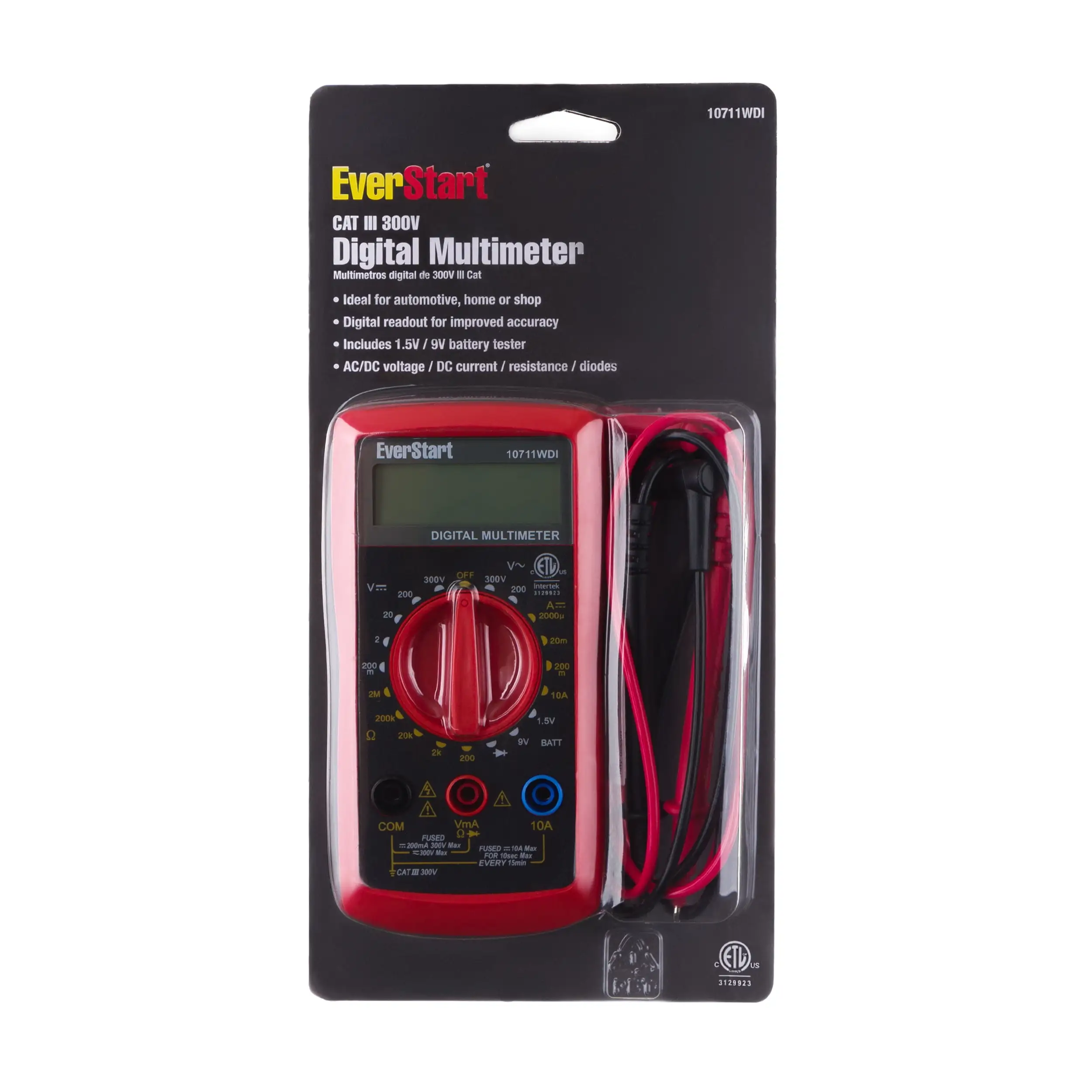 EverStart Automotive 300 Volt Digital LCD Multimeter. 10711WDI. New. 11 inch