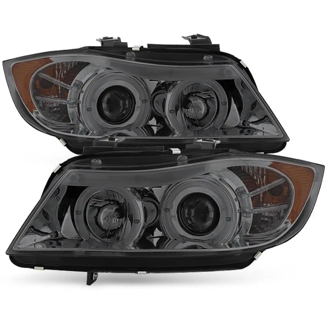 [Eye Lid] Fits 06-08 BMW E90 3-Series Sedan Smoked Halo LED Projector Headlights Fits select: 2007-2008 BMW 328. 2006 BMW 325