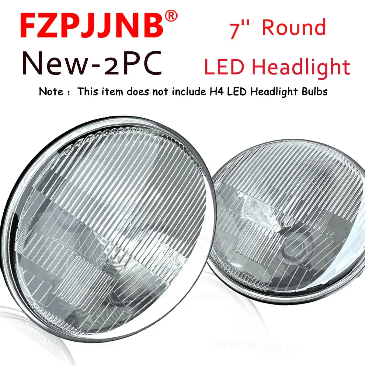 FZPJJNB Pair 7Round Led Glass Headlight Housing Conversion Kit 12v Headlamp Classic Car