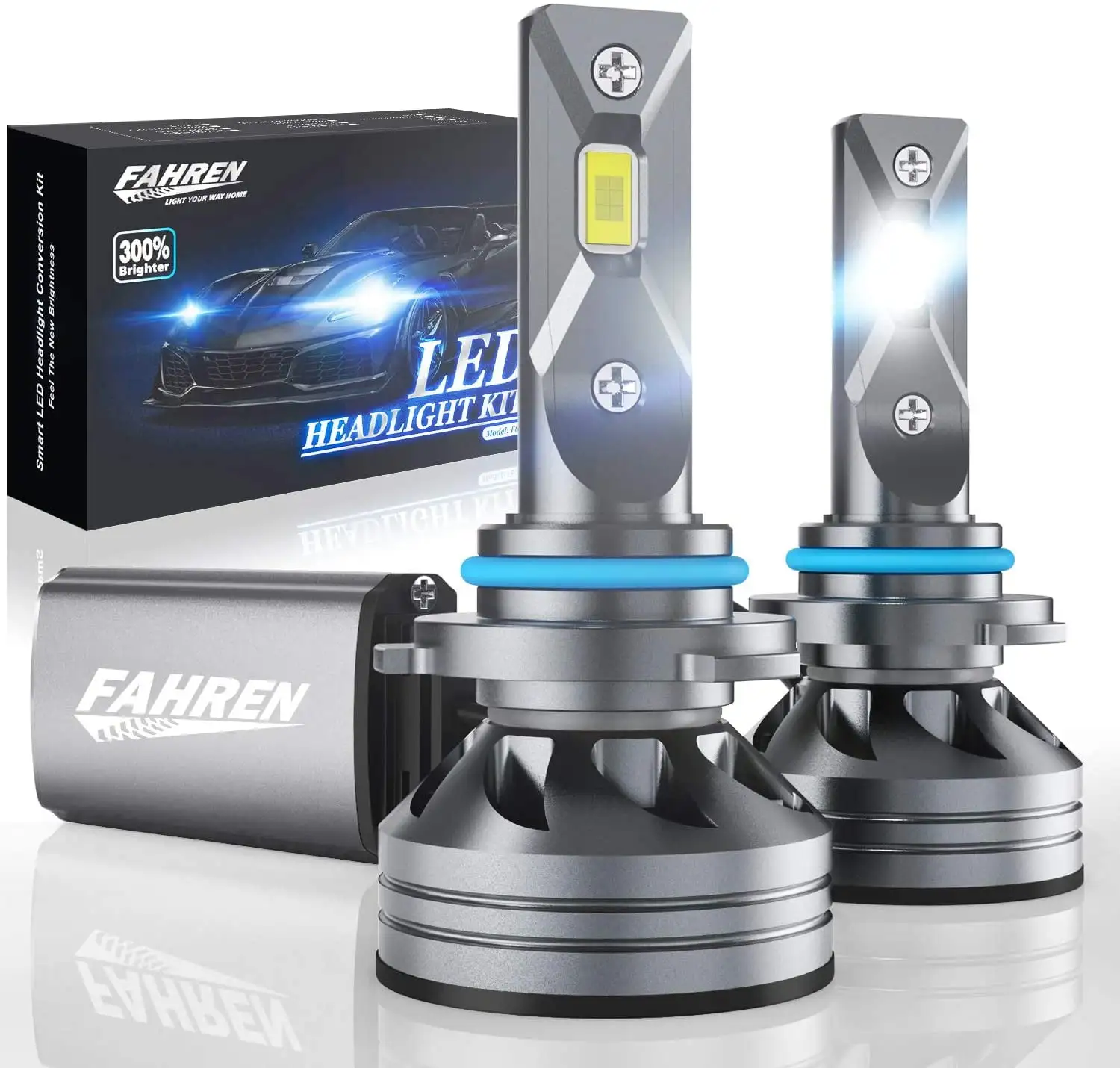 Fahren 9005/HB3 LED Headlight Bulbs. 20000LM 600% Super Bright LED Headlights Conversion Kit 6500K Cool White IP68 Waterproof. Pack of 2