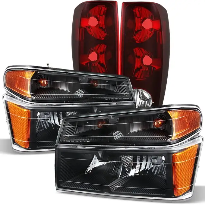 Fit 04-12 Chevy Colorado GMC Canyon Black Headlights + Tail Lights 2004-2012