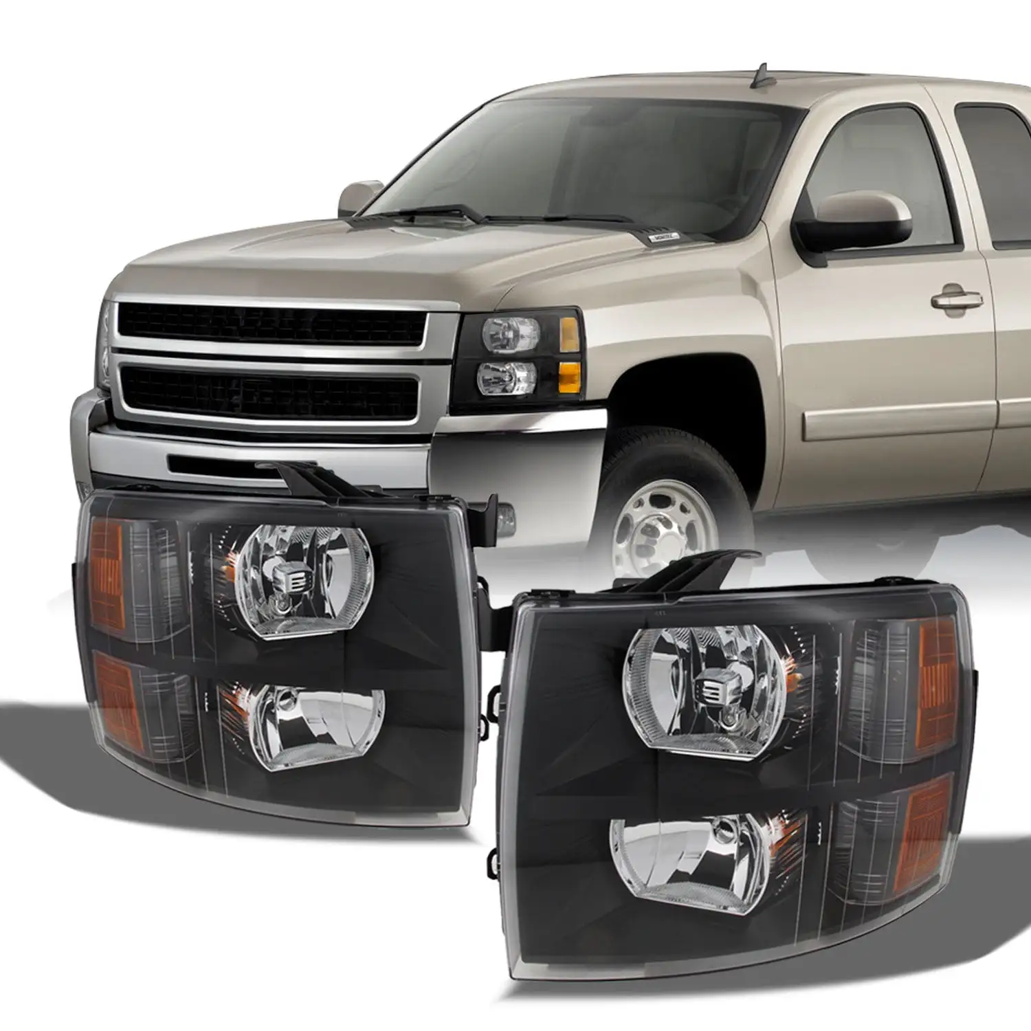 Fit 07-13 Chevy Silverado Replacement Black Headlights Headlamps L+R Fits select: 2007-2014 CHEVROLET SILVERADO