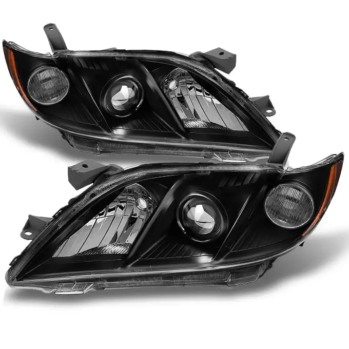 Fits 2007-2009 Toyota Camry Black Bezel Projector Headlights Lamps Pair 07 08 09