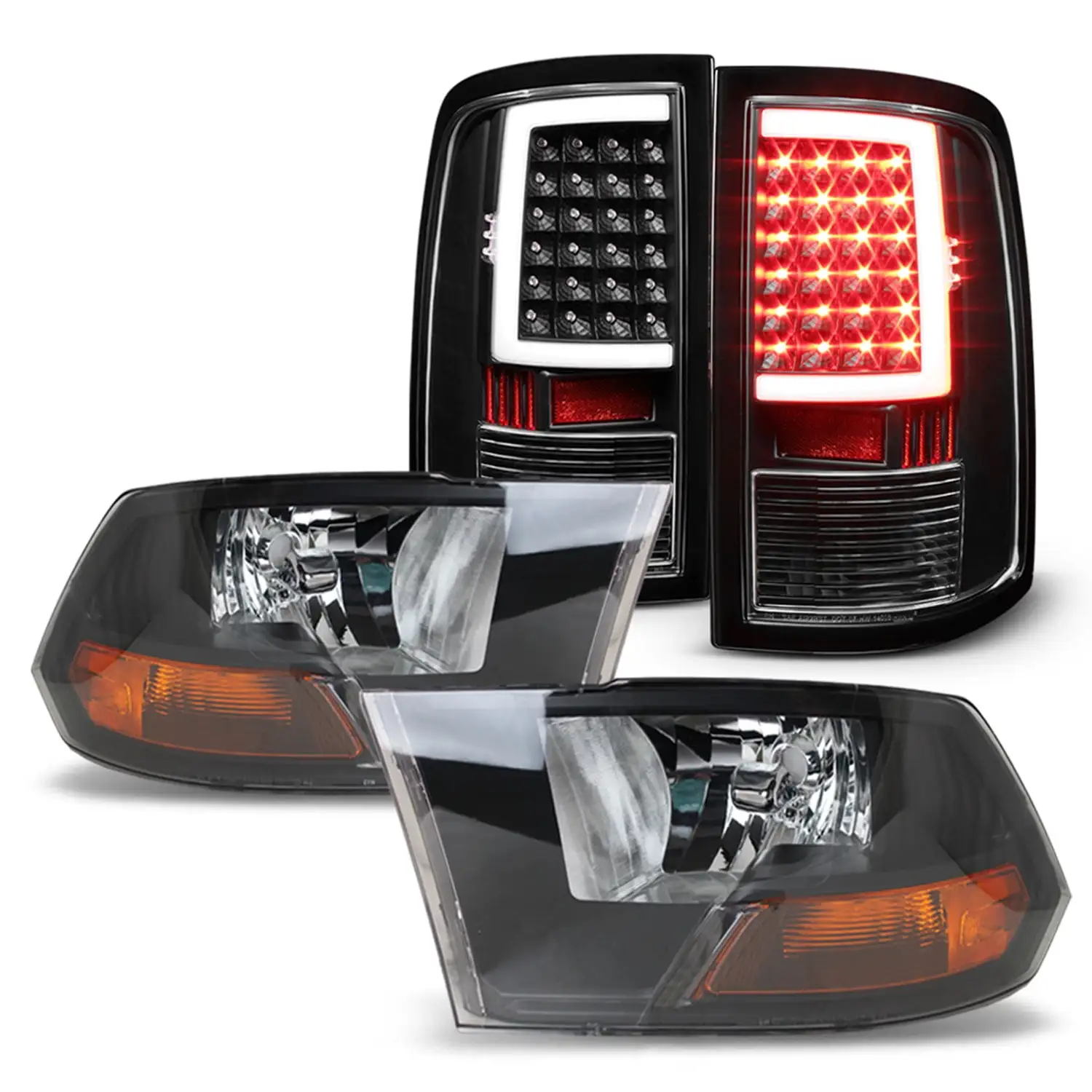 For 09-18 Ram 1500 10-18 Ram 2500/3500 Black Headlight+ C-Bar LED Blk Tail Light Fits select: 2009-2012 DODGE RAM 1500. 2019-2020 RAM 1500 CLASSIC