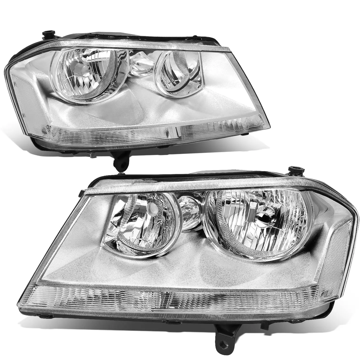 For 2008 to 2014 Dodge Avenger Factory Style Chrome Housing Clear Corner Headlight Lamps 09 10 11 12 13