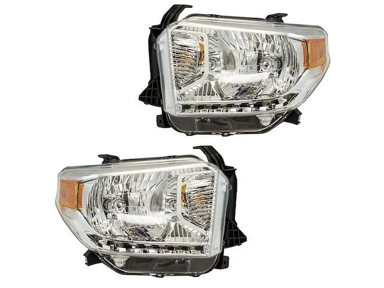 Halogen Headlight Assembly - Set of 2 - Compatible with 2014 - 2017 Toyota Tundra without LED Running Lights (Models with Automatic Leveling Headlights Only) 2015 2016