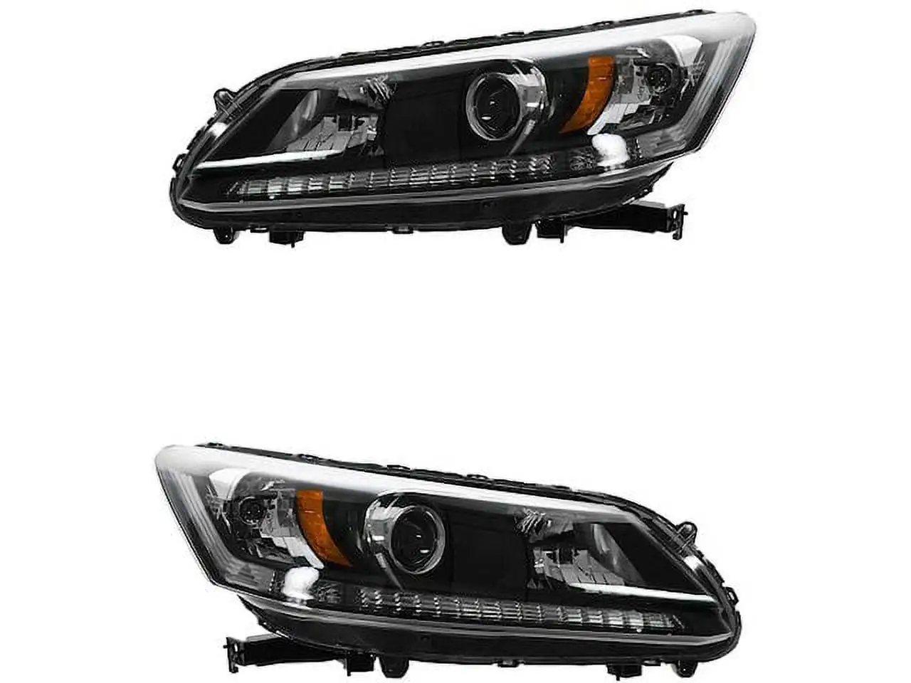 Halogen Headlight Assembly Set - 2 Piece - Compatible with 2013 - 2015 Honda Accord 2.4L EX-L Sedan 2014