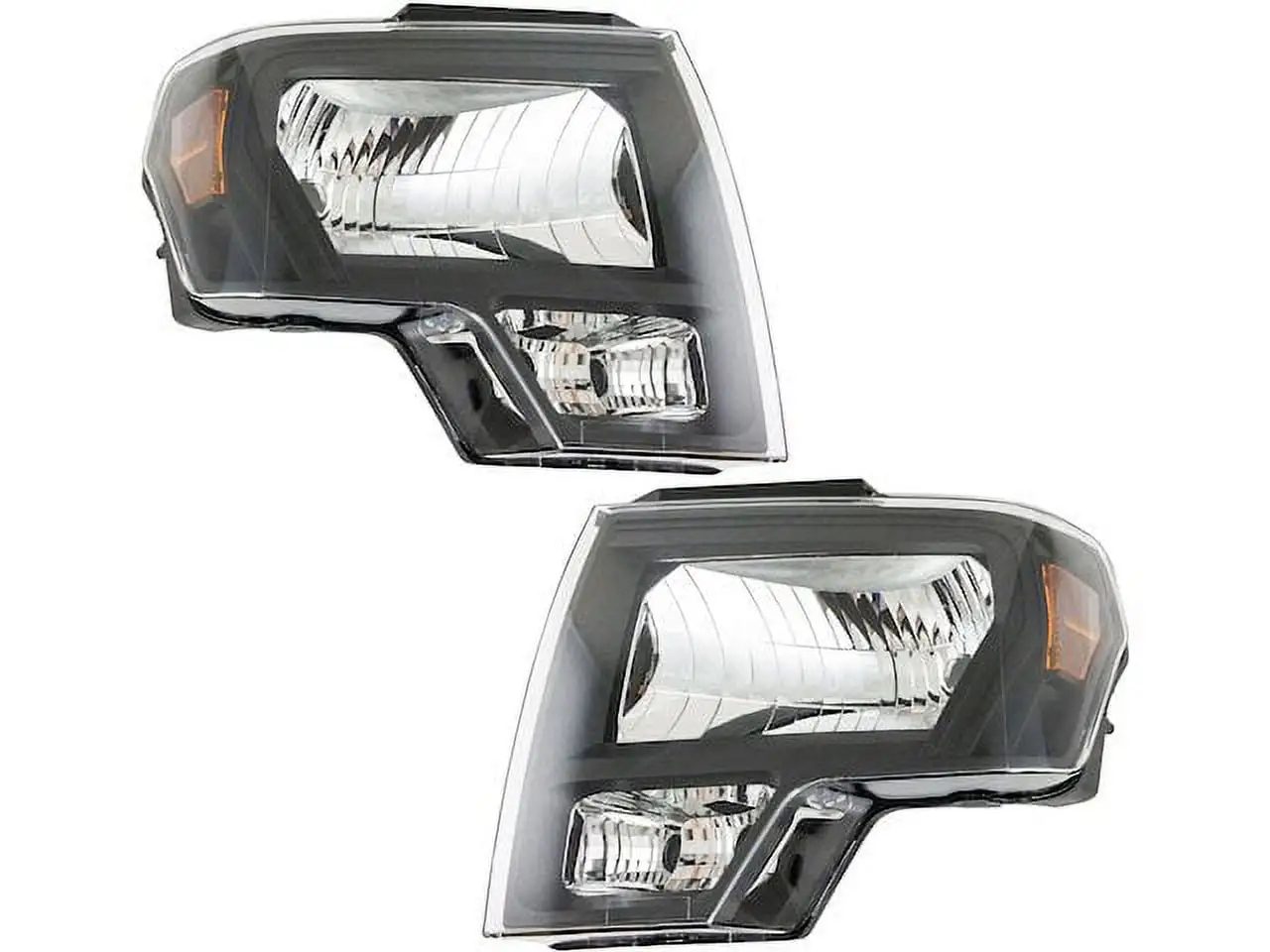 Halogen Headlight Assembly Set of 2 - Black - LED Turn Signal - Compatible with 2009 - 2014 Ford F150 2010 2011 2012 2013