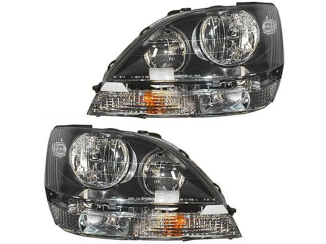 Halogen Headlight Assembly - Set of 2 - Compatible with 1999 - 2000 RX300