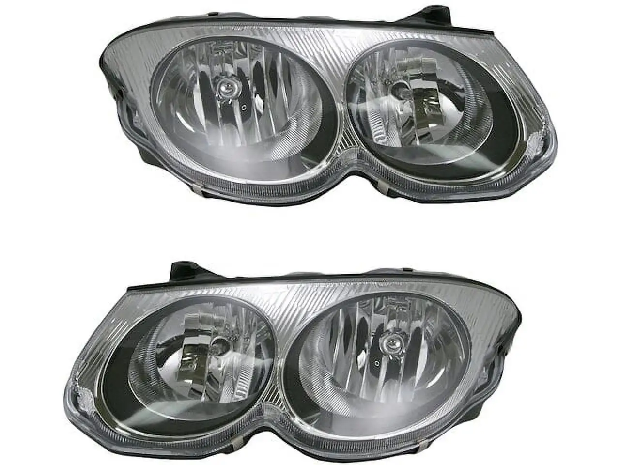 Halogen Headlight Assembly - Set of 2 - Compatible with 1999 - 2004 Chrysler 300M 2000 2001 2002 2003