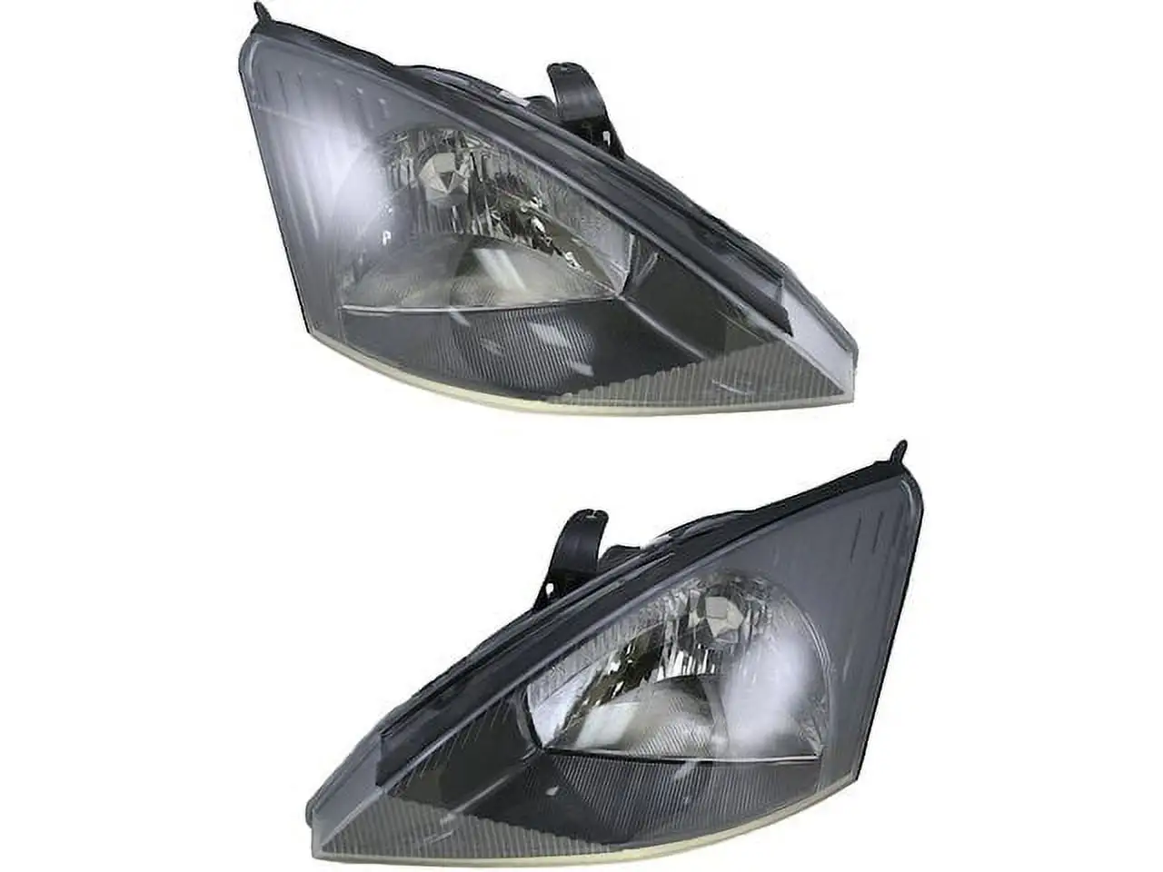 Halogen Headlight Assembly - Set of 2 - Compatible with 2003 - 2004 Ford Focus