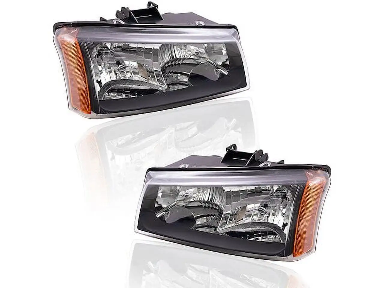 Halogen Headlight Assembly Set of 2 - Compatible with 2003 - 2006 Chevy Silverado 1500 (without Lower Body Cladding) 2004 2005